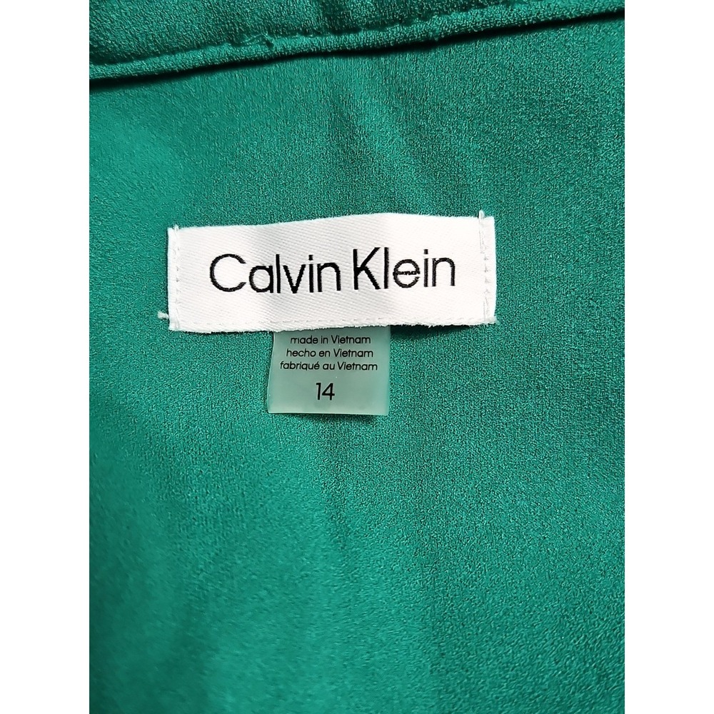 Calvin Klein Women's Green Tie Neck Sleeveless Scuba-crepe Short Shift Dress 14 - Picture 9 of 10